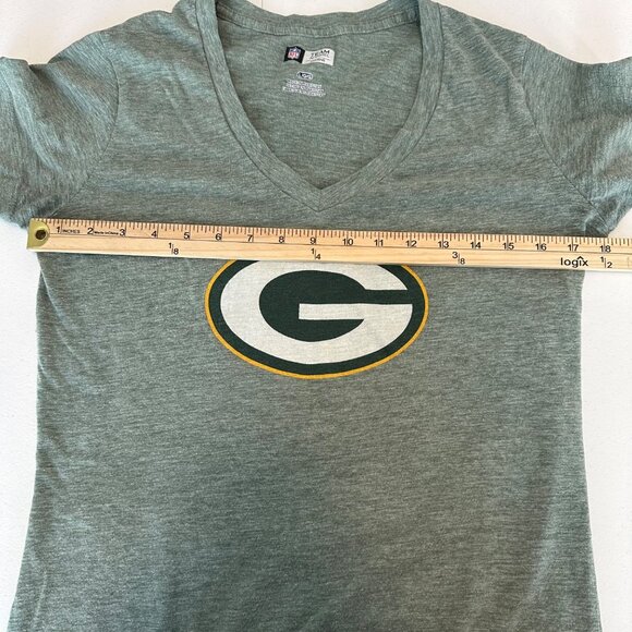 NFL Team Apparel Greenbay Packer V Neck T-Shirt Size L Green Tee - Picture 6 of 7